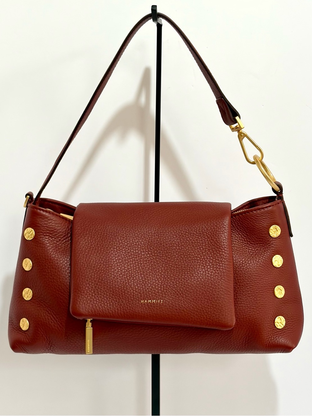 Hammitt VIP Satchel In Pomodoro Red/Brushed Gold/Hammered Rivets. Like 🆕